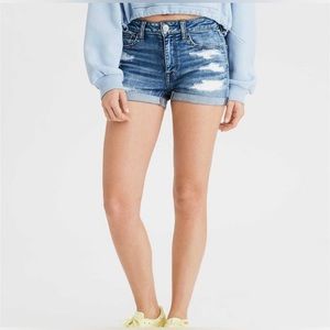 AEO | High-Rise Next Level Denim Distressed Cuffed Shorts